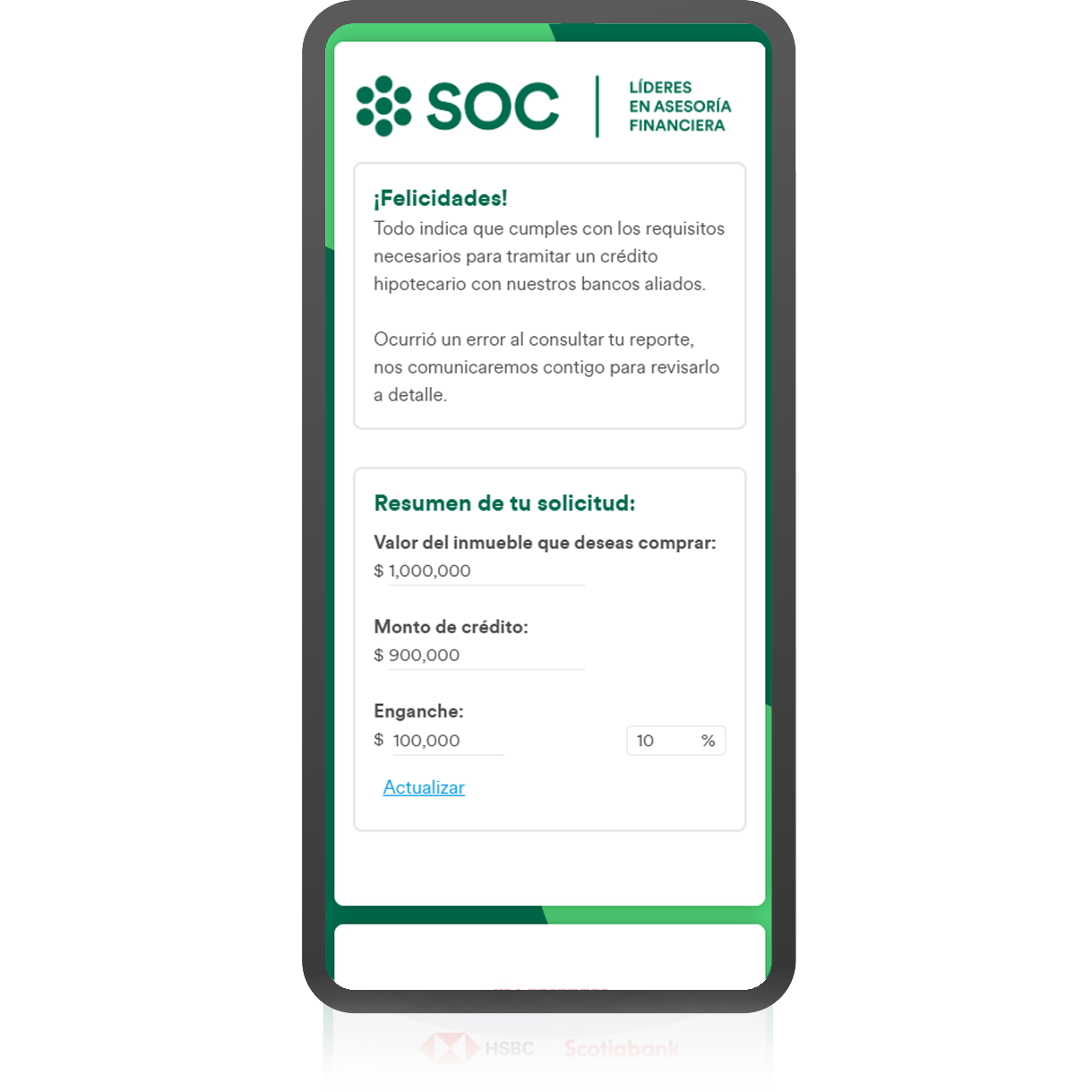 Simulador de crédito en el celular